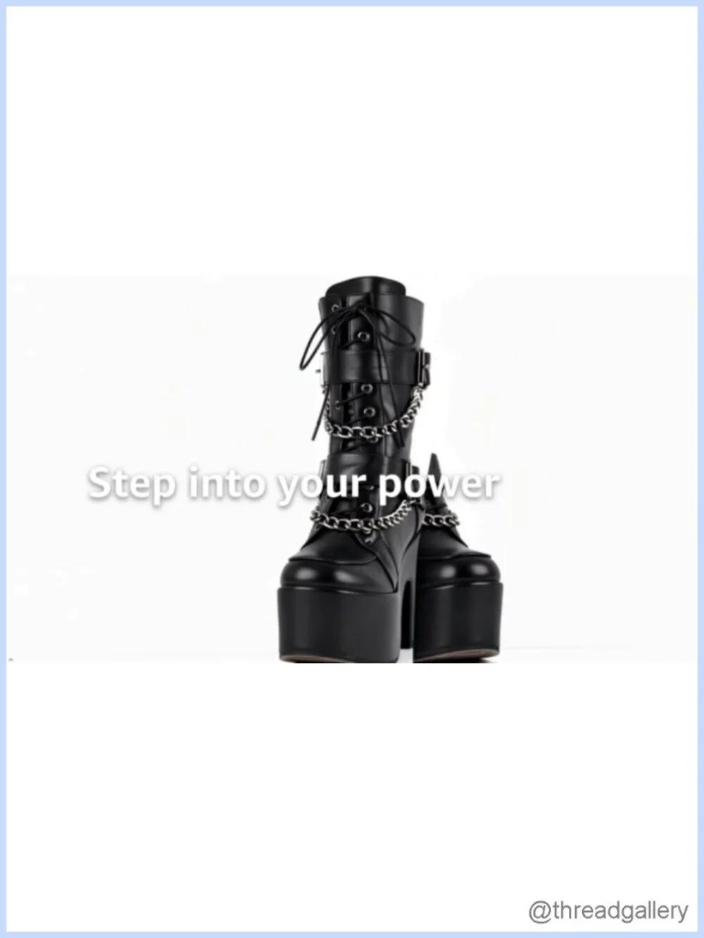 Gothic Platform Ankle Boots Chunky Heel Chain Detail Side Zipper Punk Rock